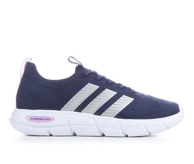 Women's Adidas CloudFoam Flex Slounge Sneakers in Navy/White color