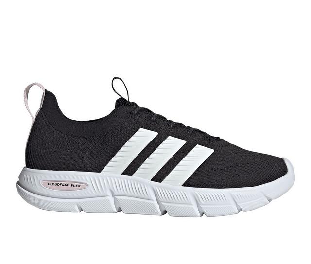 Women's Adidas CloudFoam Flex Slounge Sneakers in Black/White color