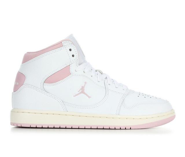 Women's Jordan Court Connect Mid Sneakers in White/Pink 102 color