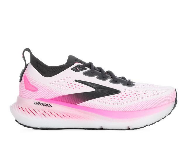 Women's Brooks Glycerin 23 Running Shoes in White/Blk/Pink color