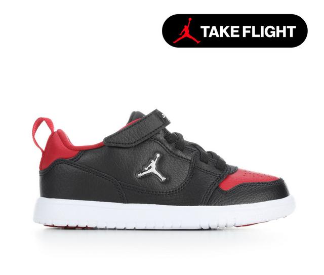 Boys' Jordan Little Kid Court Connect Low Sneakers in Black/Red/White color
