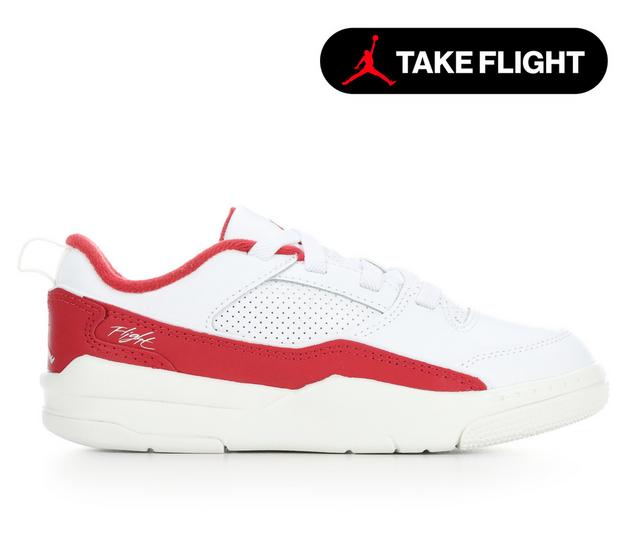 Kids' Jordan Little Kid Flight Court Sneakers in White/Red color