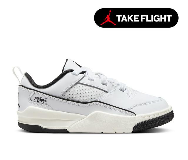 Kids' Jordan Little Kid Flight Court Sneakers in White/Black color