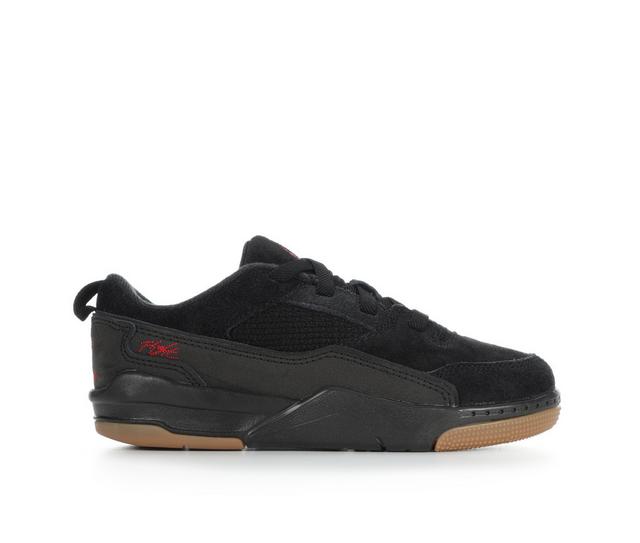 Kids' Jordan Little Kid Flight Court Sneakers in Blk/Blk/Red/Gum color