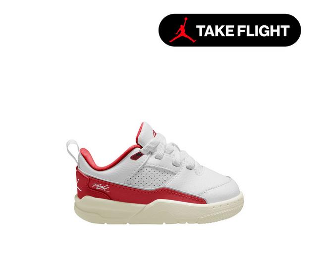 Kids' Jordan Infant & Toddler Flight Court Sneakers in White/Red color