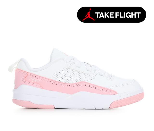 Kids' Jordan Little Kid Flight Court Sneakers in White/Pink color