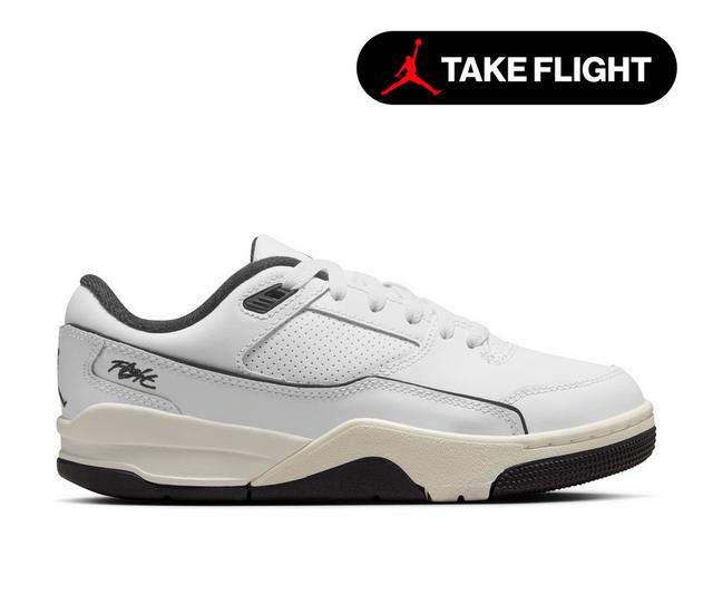 Kids' Jordan Big Kid Flight Court Sneakers in White/Black color