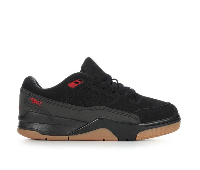 Kids' Jordan Big Kid Flight Court Sneakers in Blk/Blk/Red/Gum color