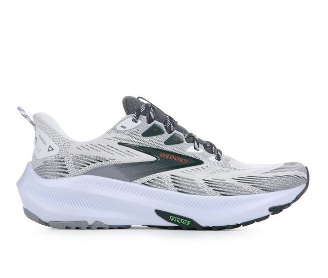 Men's Brooks Ghost Trail Running Shoes in White/Gry/Green color