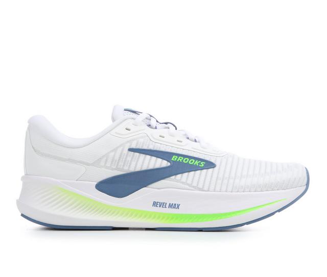 Men's Brooks Revel Max Running Shoes in White/Blue/Gree color