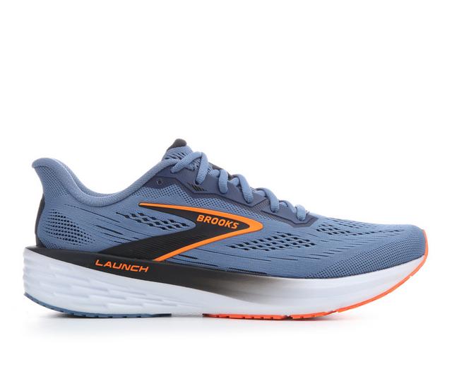 Men's Brooks Launch 12 Running Shoes in Blue/Blk/Orange color