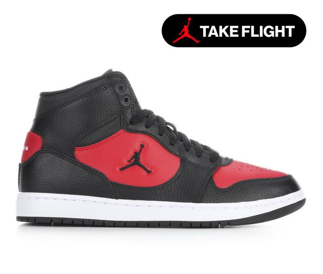 Men's Jordan Court Connect Mid Sneakers in Blk/Blk/Rd/Wht color