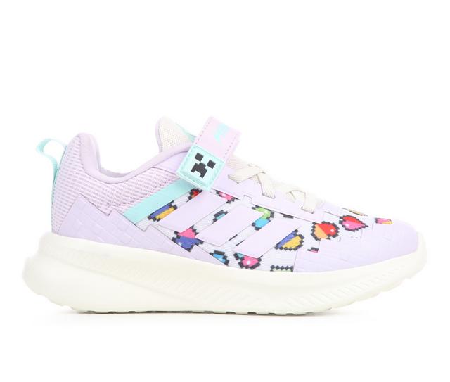 Girls' Adidas Little Kid Fortarun Minecraft Running Shoes in Lavender/Aqua color