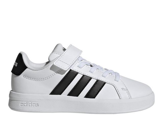 Boys' Adidas Little Kid Grand Court 3.0 Sneakers in White/Black color