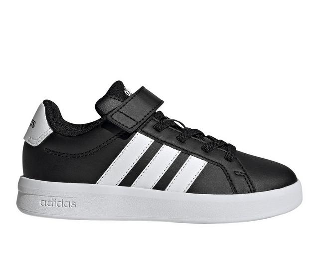 Boys' Adidas Little Kid Grand Court 3.0 Sneakers in Black/White color