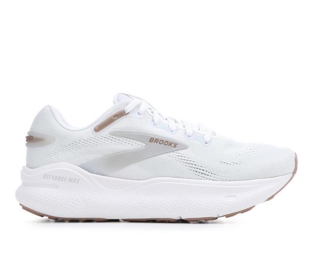 Women's Brooks Defyance Max Running Shoes in White/Khaki color