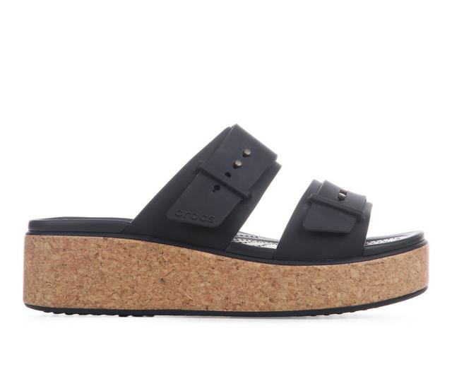 Women's Crocs Brooklyn Cork Buckle Sandals in Black color
