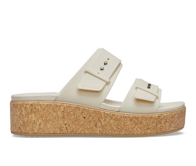 Women's Crocs Brooklyn Cork Buckle Sandals in Frappe color