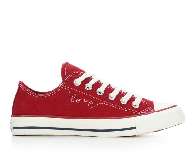 Women's Converse All Star Canvas Ox Sneakers in Red Hearts color
