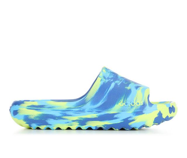 Kids' Adidas Litte Kid & Big Kid Lumia Marble Slides in Green/Blue color