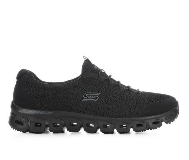Women's Skechers Work 108379 GLIDE STEP SR Slip Resistant Shoes in Black Textile color