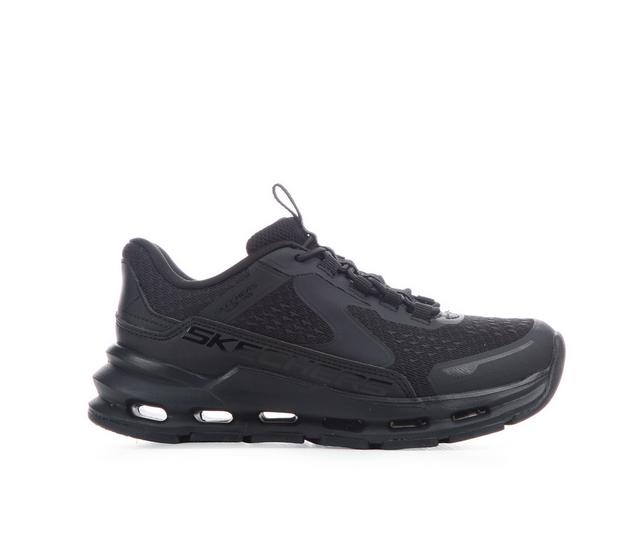 Kids' Skechers Litltle Kid Glide-Step Slip In Running Shoes in Black/Black color