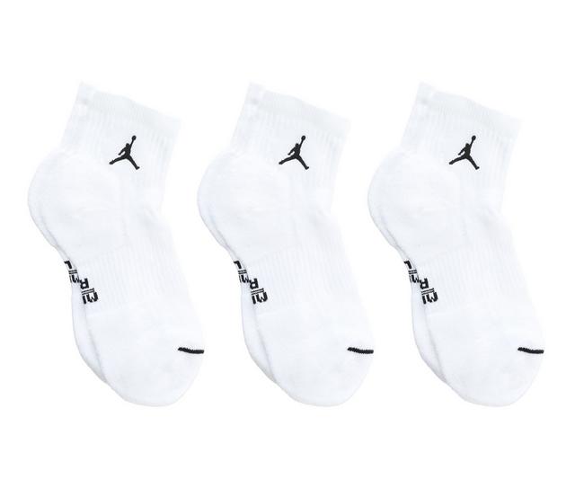 Jordan Everyday Cushioned Jumpman Quarter Socks (3-Pack) in White color