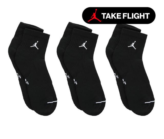 Jordan Everyday Cushioned Jumpman Quarter Socks (3-Pack) in Black color