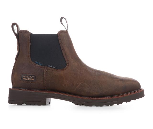 Men's Ariat Activator Chelsea WP ST Cowboy Boots in Rye Bown color