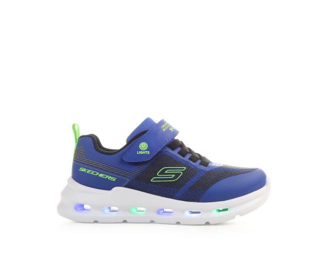 Boys' Skechers Little Kid & Big Kid Glide-step Lights Sneakers in Blue/Blk/Lime color