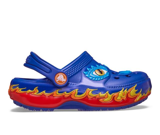 Boys' Crocs Toddler Fun Lab Dragon Clogs in Blue Bolt color