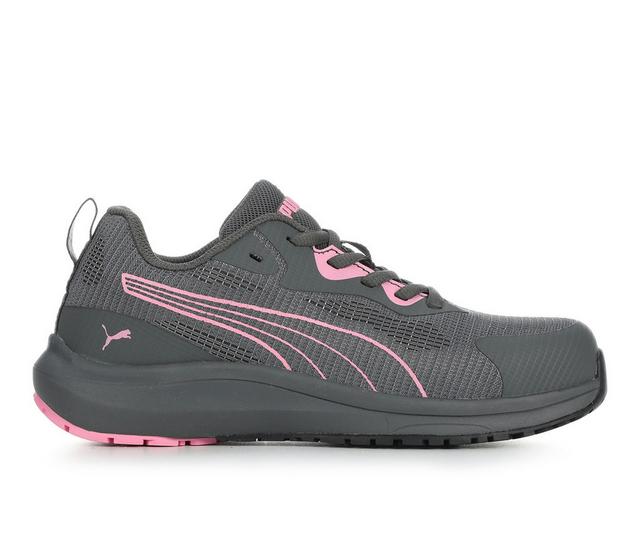 Women's Puma Safety Celebrity Knit 2.0 Steel Toe Work Shoes in Gray/Pink color