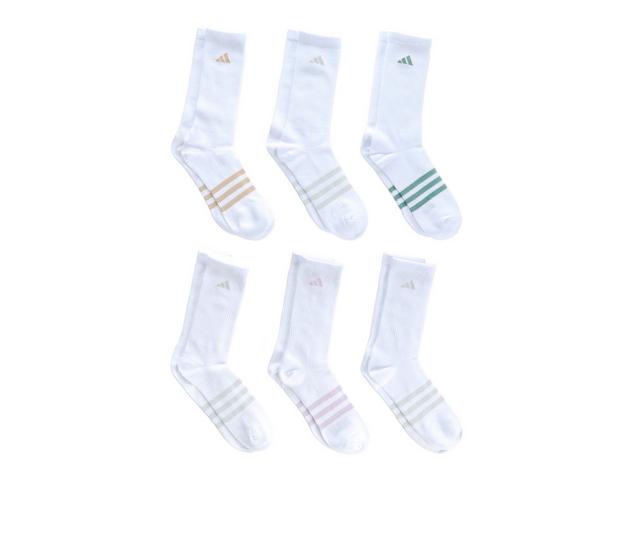 Adidas 6 Pack Womens Superlite Crew Socks in White Multi color