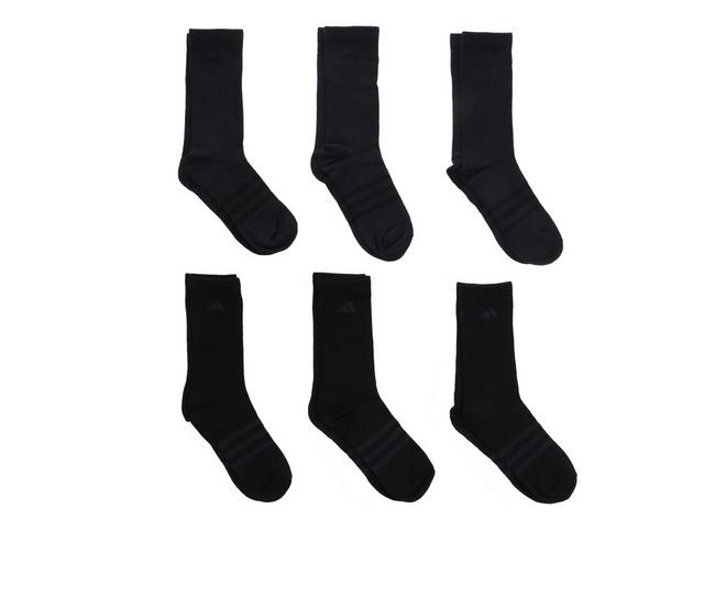 Adidas 6 Pack Mens Superlite Crew Socks in Black/ Grey color