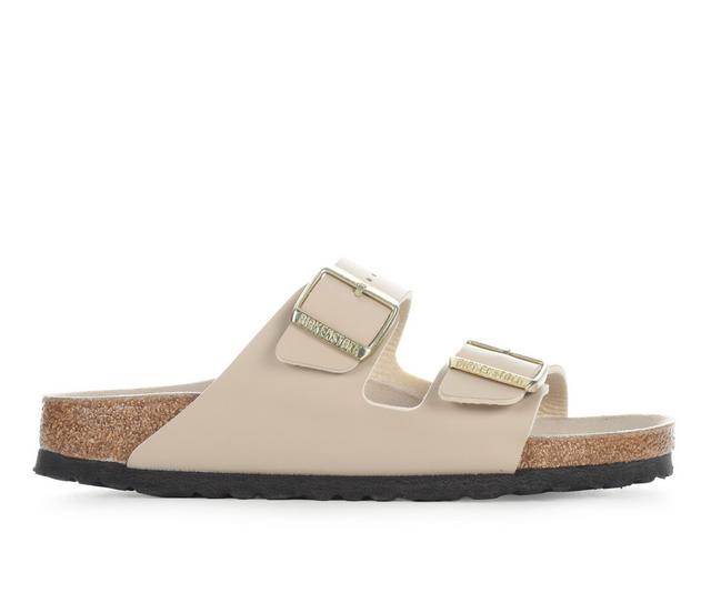 Women's Birkenstock Arizona Triples Footbed Sandals in Sandcastle color