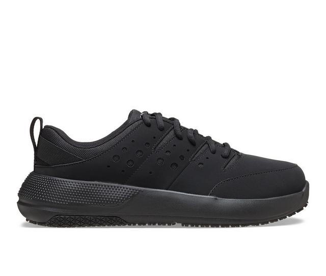 Men's Crocs On The Clock Wide Slip Resistant Shoes in Triple Black color