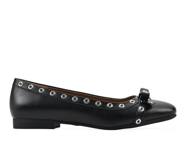 Women's White Mountain Bodhi Flats in Black Smooth color