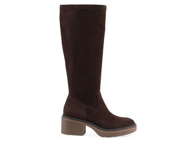 Women's White Mountain Marcella Knee High Boots in Brown Fabric color