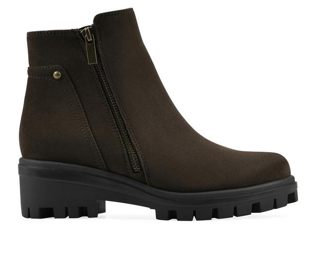 Women's White Mountain Tahj Booties in Army Faux Suede color