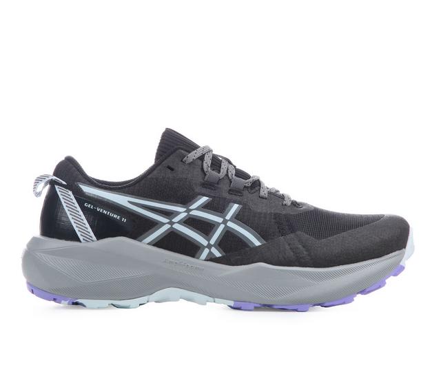 Women's ASICS Gel Venture 11 Trail Running Shoes in Blk/Gy/Puro color