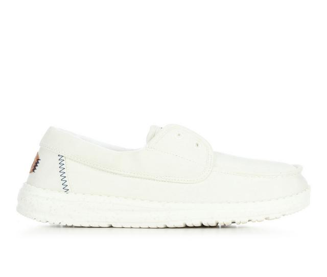 Women's HEYDUDE Wendy Cru Stretch Canvas Boat Shoes in Snow White color