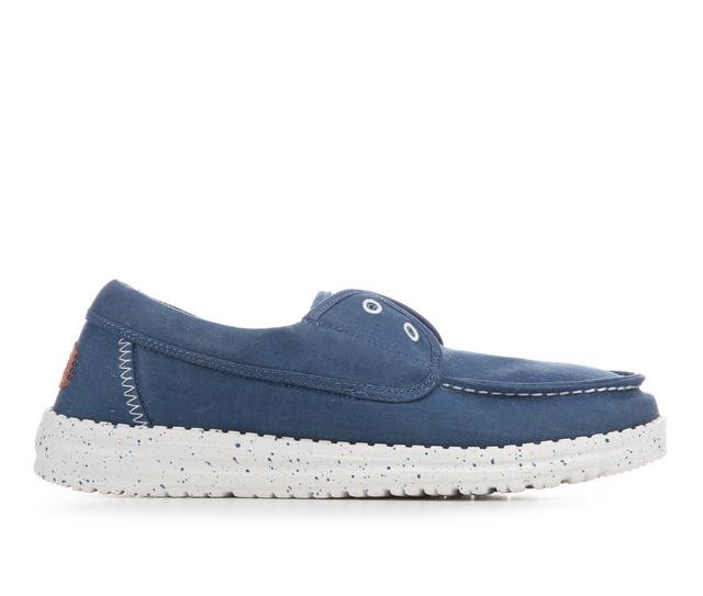 Women's HEYDUDE Wendy Cru Stretch Canvas Boat Shoes in Ensign Blue color