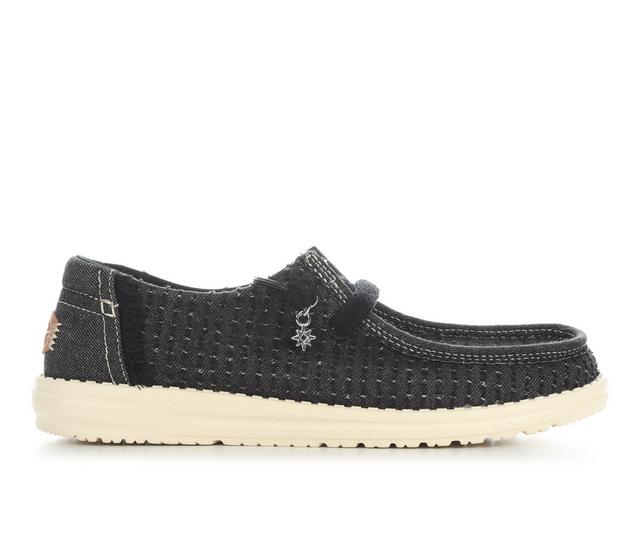 Women's HEYDUDE Wendy Frayed Canvas in Black color