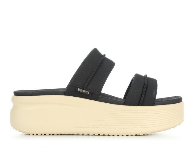 Women's HEYDUDE Austin Slide Classic Platform Sandals in Black color