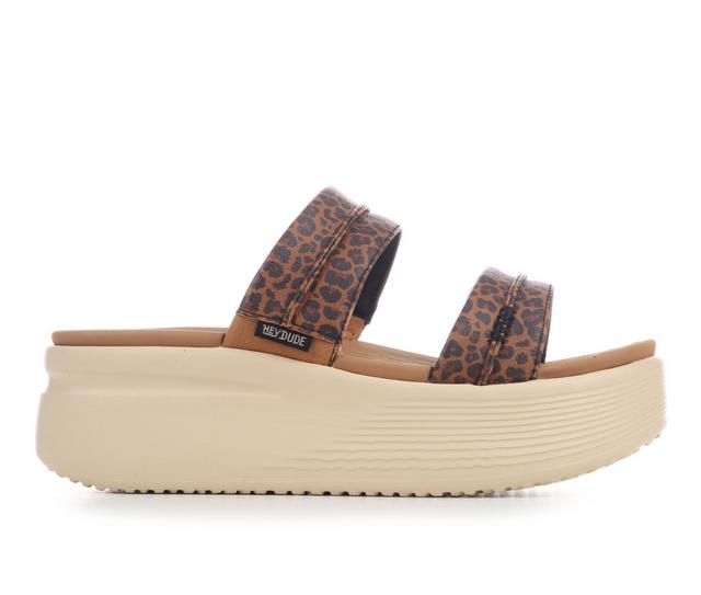 Women's HEYDUDE Austin Slide Classic Platform Sandals in Leopard color