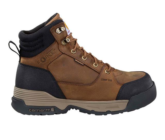 Men's Carhartt FX6301-M WTPF HD 6" Composite Toe Boot Work Boots in BROWN color
