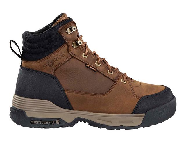 Men's Carhartt FX6103-M WTPF SFT 6" Toe Work Boot Work Boots in BROWN color