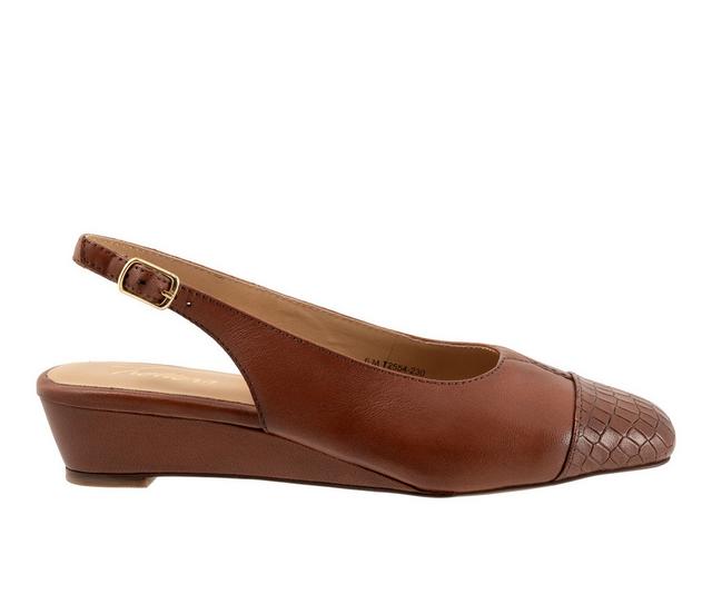 Women's Trotters Dea Wedge Wedges in Cognac Croco color