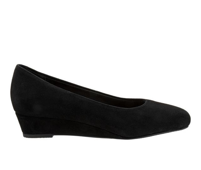 Women's Trotters Denisse Wedges in Black Suede color