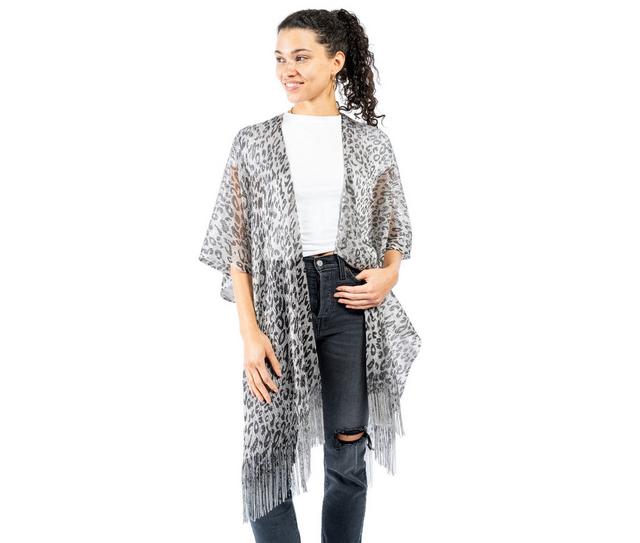 AW Items METAL CHEETAH KIMONO in SILVER/LEOPARD color